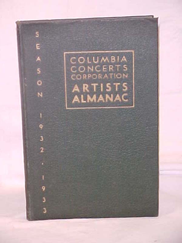 Artists Almanac: Artists Almanac Season 1932-1933