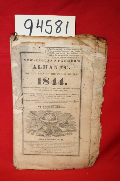 Abell, Truman: New-England Farmer's Almanac, for the year of the Christian Er...