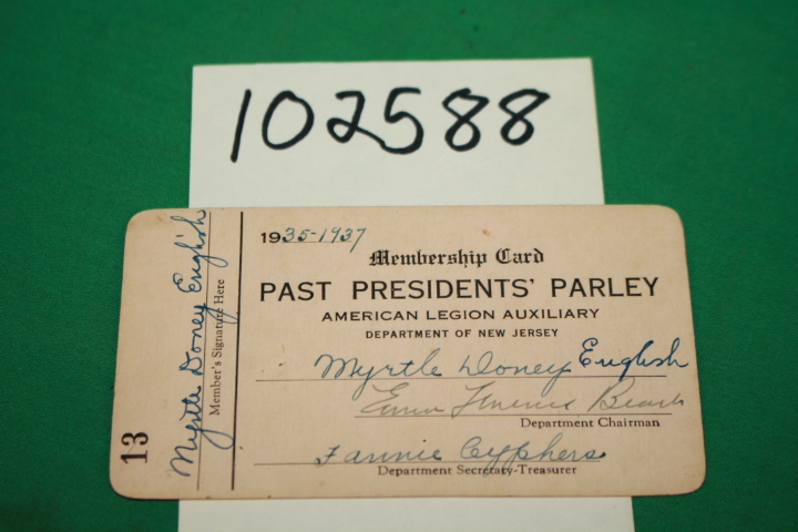 American Legion Auxiliary: Membership Card Past Presidents' Parley American L...