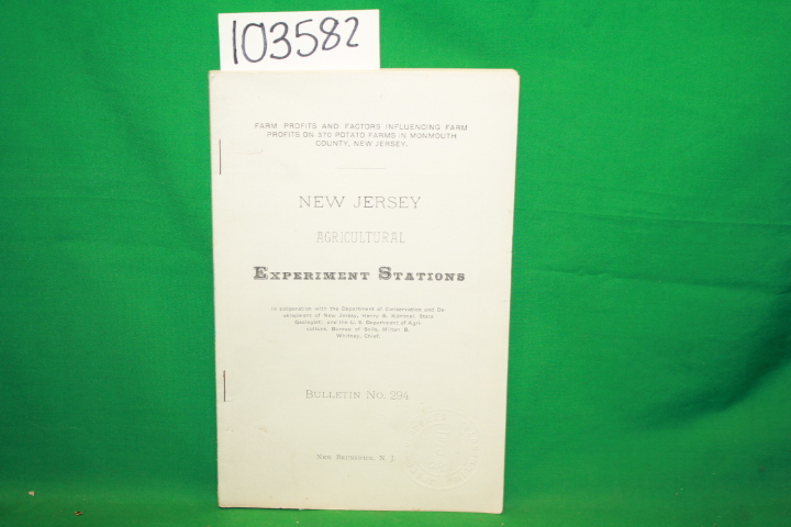 App, Frank; New Jersey Agricultural: Farm Profits: New Jersey Agricultural